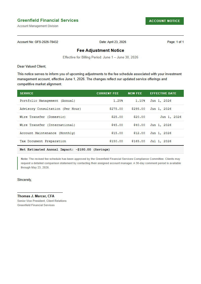 Financial Statement Notice